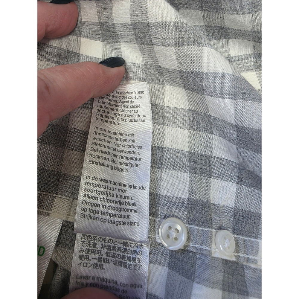 J.Crew Secret Wash Shirt Mens Medium Grey Gingham Organic Cotton Stretch Classic - Picture 6 of 11